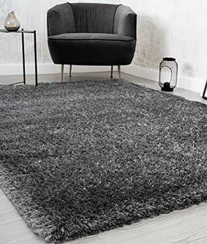 Mia's Teppiche Fiona Rug Living Room, Bedroom Anthracite 60x110 cm High Pile