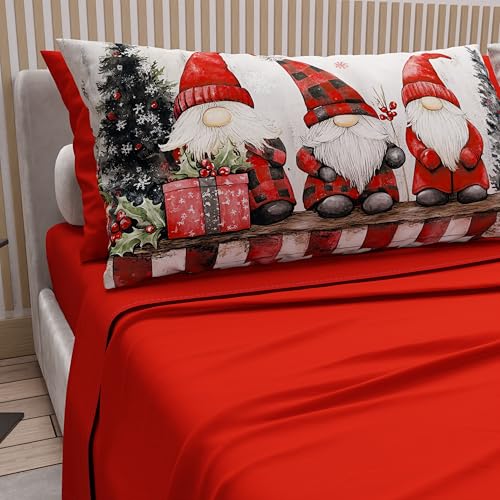PETTI Italian Artisans - Cotton Sheets with Christmas Digital Print Pillowcases, Christmas Single Sheets, Christmas Single Bed Set, Xmas 5 Red, 100% Made in Italy