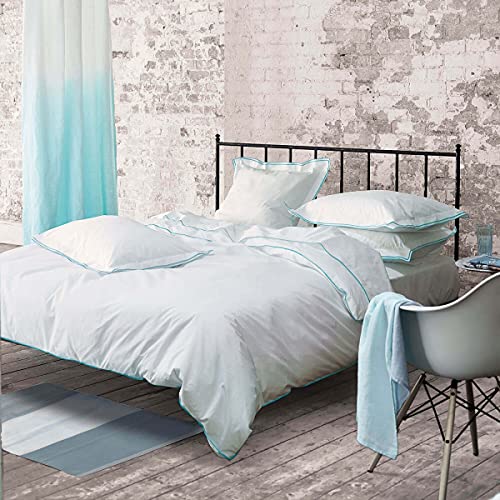 Designers Guild Astor Cotton Percale Duvet Cover, Midnight Blue/Turquoise, 200 x 200 cm
