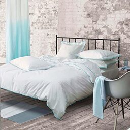 Designers Guild Astor Cotton Percale Duvet Cover, Midnight Blue/Turquoise, 200 x 200 cm