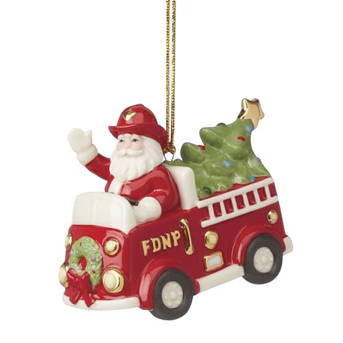 Lenox 896453 Santa in Fire Truck Ornament, Christmas
