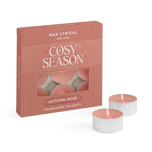 Wax Lyrical Autumn Rose Tealights - Elegant & Romantic Fragrance - Floral & Exotic Oud Notes - Box of 9 Tealight Candles