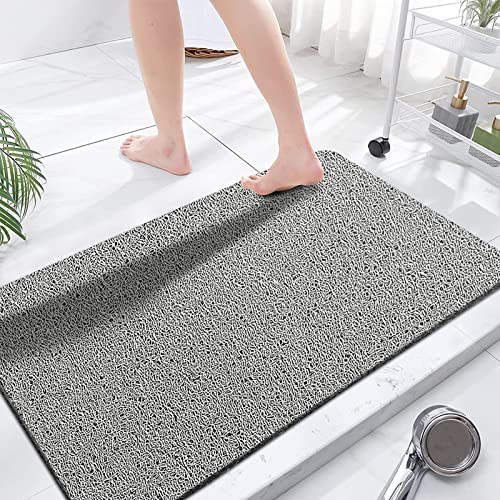 Extra Large Non Slip Shower Mat No Suction Cups 60x110cm Bath Mat for Rough Bath Surface Loofah Mats for Shower and Bathroom, Quick Drying, Grey