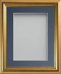 Frame Company Eldridge Gold 6x4 Photo Frame, Blue Mount for 4x3