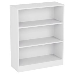 Vida Designs Cambridge 3 Tier Low Bookcase, White Wooden Shelving Display Storage Unit Office Living Room Furniture