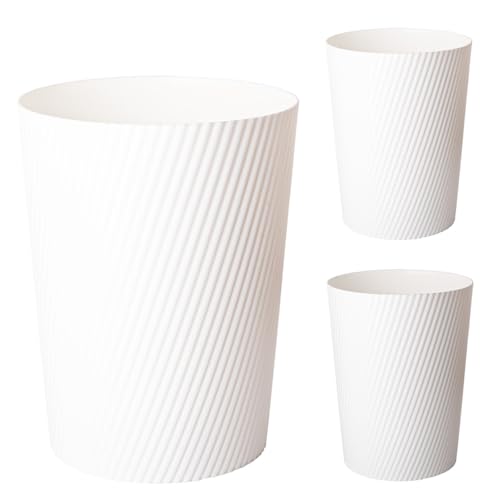 UUJOLY Small Bathroom Trash Can Wastebasket Garbage Can, White, 3 Pack - Open-Top Plastic Sturdy Trash Bin for Bathroom, Kitchen, Laundry, Office, Kids Room, Dorm, Easy to Clean