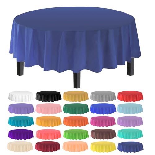 "Allgala 12-Pack Premium Plastic Table Cover Medium Weight Disposable Tablecloth-12PK Round 84""-Navy-TC58526"