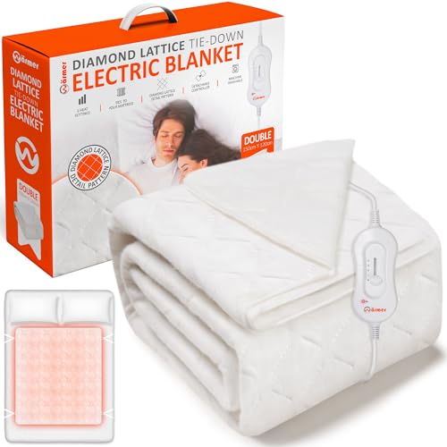 Wärmer Double Electric Heated Blanket XL 150cm x 120cm- Control with 3 Heat Settings, Detachable Controller, Machine Washable Diamond Lattice Tie Down