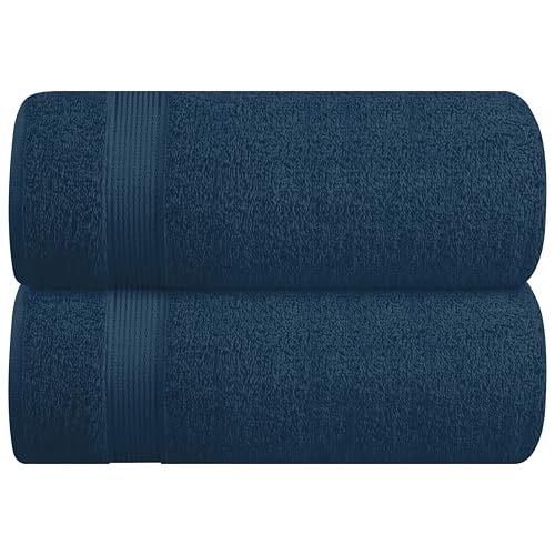 BELIZZI HOME Cotton 2 Pack Oversized Bath Sheet 35x70, Large Bath Sheet, Ultra Soft, Absorbent, Compact, Eco-Friendly, Recyclable, Quick Drying and Lightweight Towel - Mineral Blue