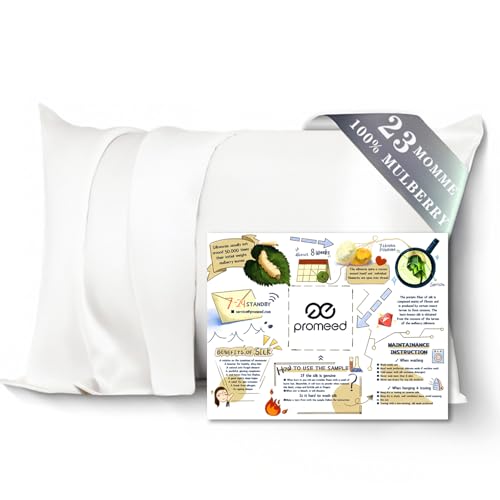 PROMEED 23 Momme 100% Mulberry Silk Pillowcase for Hair and Skin, Toddler - Pure Natural Silk Surface Soothes Delicate Infant Scalp Friction, Stopping Overnight Hair Loss & Patchy Thinning