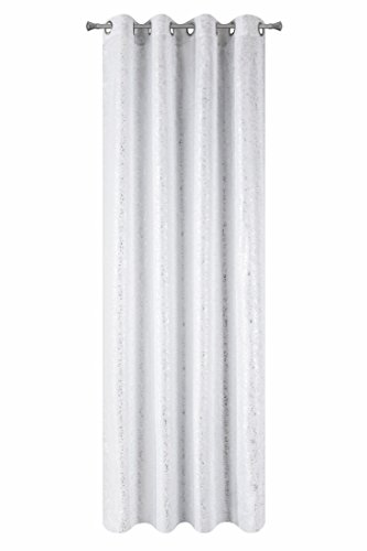 EuroF Irany Gaja Curtain with Eyelets 140 x 250 cm Polyester Plain Eyelet White – 250 x 140 x 1 cm