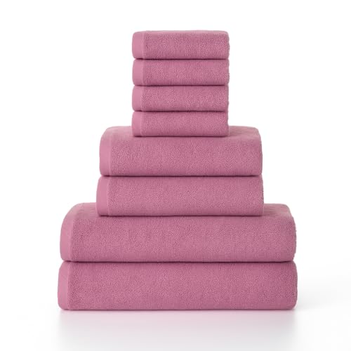 Top Towel Set of 8 Bath Towels - 2 x Shower Towels, 2 x Hands/Washbasin and 4 x Face or Bidet - 100% Soft Cotton 400 g/m² - Ideal for Modern and Stylish Bathroom