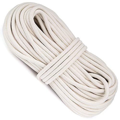 KEILEOHO 3/8 Inch x 164 Feet Natural Cotton Rope, White Heavy Duty Clothesline Cord Craft Knitting Thread String Wall Hanging Rope for Clothes Basket Plant Mirror Garden DIY Decoration Hanger