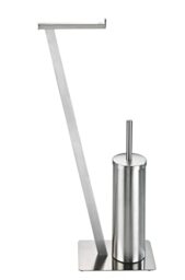 WENKO Lirio Matt Stainless Steel Toilet Brush Roll Holder, Satin Finish, 15 x 68.5 x 30 cm