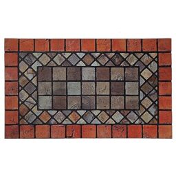 Nicoman Red Edge Tile Mat Barrier Doormat Eco-Friendly Scrape and Absorbent Indoor/Outdoor Door Mat, Regular (75x44cm), Red Border