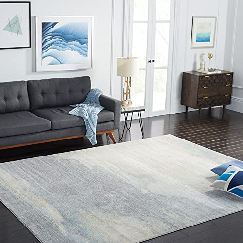 Safavieh Abstract Rug for Living Room, Dining Room, Bedroom - Jasper Collection, Short Pile, in Grey and Gold, 160 x 160 cm