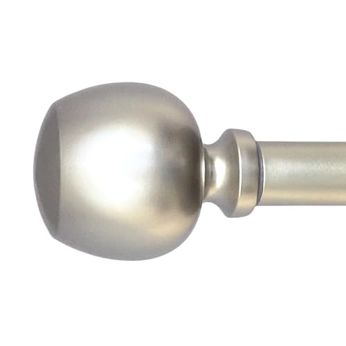 Morena II 12-20 Inch Adjustable Side Curtain Rod Set Pair, 1 Inch Diameter in Nickel