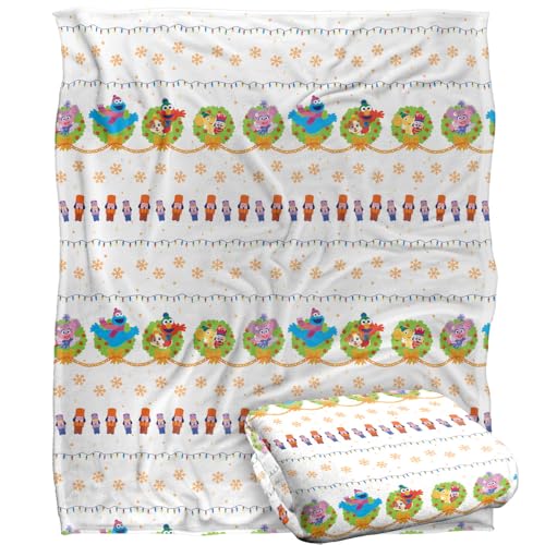 Sesame Street Holiday Wreath Pattern Silky Touch Super Soft Throw Blanket 152 X 127 Cm