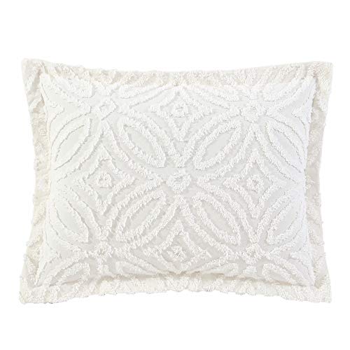 Beatrice Home Fashions Chenille Pillow Sham, White, Standard