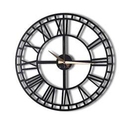 WELL HOME MOBILIARIO & DECORACIÓN Decorative Metal Wall Clock with Style Roman Numerals 70x70, Black/White, 70 x 70