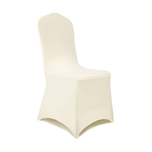 Peomeise Stretch Spandex Chair Cover for Wedding Party Dining Banquet Event (Ivory, 25)
