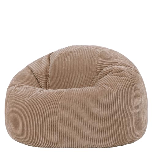 icon Kingston Cord Bean Bag, Mocha Brown, Large Adult Bean Bag Chair with Filling Included, Comfy Chair, Living Room Furniture, Bedroom Furniture