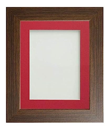 Frame Company Watson Brown Picture Photo Frame fitted with Perspex, 30x20 inch with Red Mount for image size A2