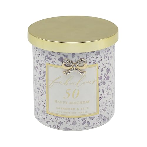 Lesser & Pavey Happy Birthday 50th Candle Madelaine by Hearts Design for Home & Decor - Long Burning Aromatherapy Candle Set for Relaxation - Large Scented Candles Birthday Gifts for Women & Men