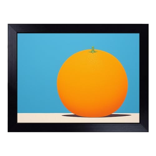 Lap Tray with Bean Bag Cushion, Orange Fruit Minimalism - Handmade in the UK, Raised Wooden Edge, Padded Cushion, Heat-Resistant Wipe-Clean Surface, for Meals, Laptops and Crafts
