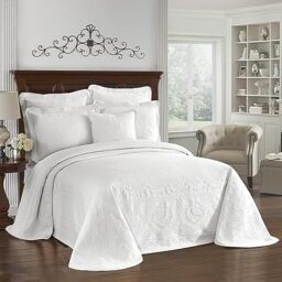 "Historic Charleston Bedspreads Coverlet - King Charles Collection 120"" x 114"" Size 100% Cotton Oversized Matelasse Bed Spread, King/Cal King, White"