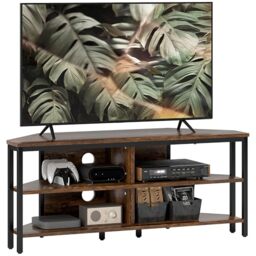 "HOMCOM Corner TV Stand Cabinet Cable Holes for TVs up to 50"" Rustic Brown"