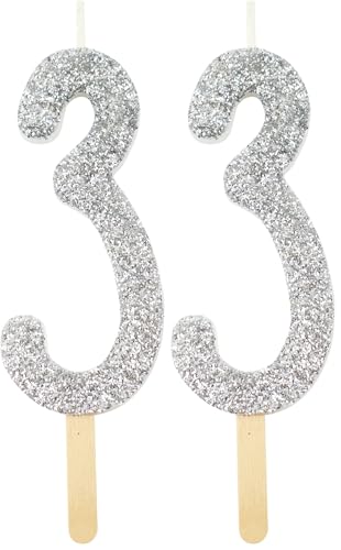 PME Silver Glitter Number Candle 3 (Pack of 2)