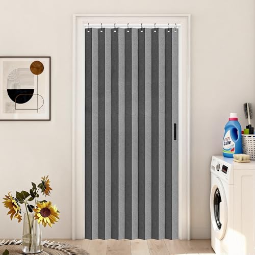 Vatge Wardrobe Curtain Open Closet Curtain Pleated Folding Door Curtains Room Divider for Separation 1 Panel with Tiebacks, 39W x 78L Inch, Color