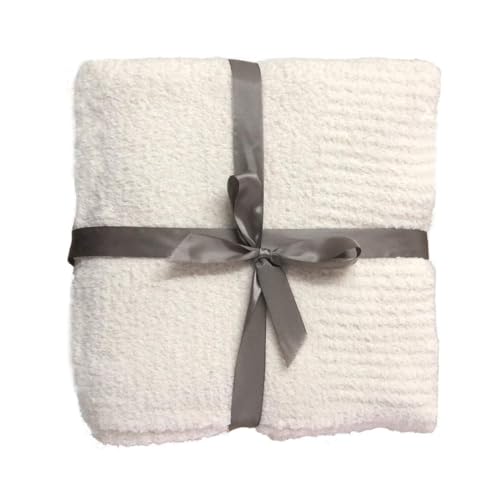 JOOJA Knit Throw Blanket Super Soft Warm Blanket for Couch Lightweight Fluffy Blanket for Bed Sofa 50x60 Inches Cream