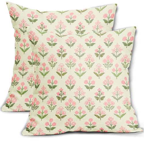 Farmhouse 18x18 Pillow Covers Amazon Sivirary Pink Green Block