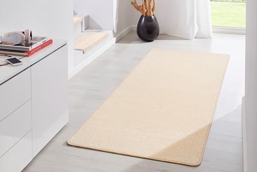 Hanse Home Indoor Rug Fancy - Living Room Rug Plain Modern Velour Rug for Dining Room, Living Room, Children's Room, Hallway, Bedroom, Kitchen - Beige, 80 x 200 cm