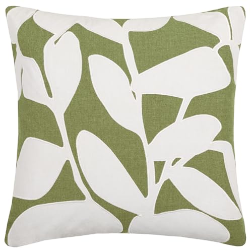 Voyage Maison Birch Cushion – 100% Cotton Abstract Leaf Appliqué Decorative Case (Grass - 50x50cm)