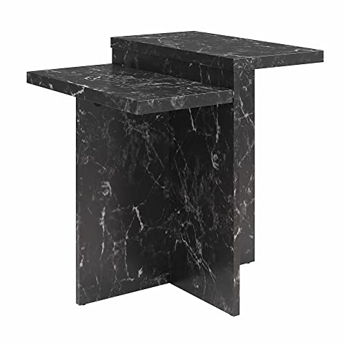 Dorel Home Brielle Accent Table Black Faux Marble, 56x29x61cm (DxWxH)