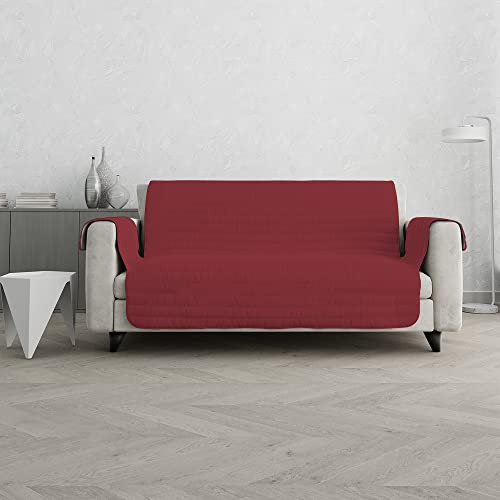 Italian Bed Linen TRENDY Double-sided Quilted Sofa Cover, 2 Seats, Bordeaux/Cream