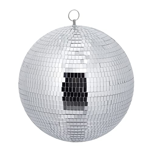 Relaxdays Disco Ball, ?? 30 cm, Decorative Mirror Sphere to Hang Up, Large Party Decor with Metal Eyelet, Silver
