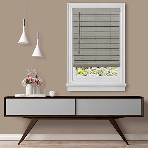 "Achim Home Furnishings, Grey Cordless GII Madera Falsa 2"" Faux Wood Plantation Blind 23"" x 64"""