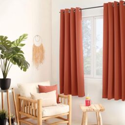 ED Enjoy Home Thermal Opaque Terracotta Curtain 135 x 180 cm Metal Eyelets Heat Protection Anti Frost for Bedroom and Living Room