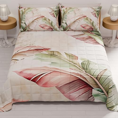 PETTI Artigiani Italiani - Summer Single Bedspread 170 x 260 cm 100 g/m² Double Face, Spring Single Bed Quilt, Lightweight Quilt, Floral 191, 100% Made in Italy