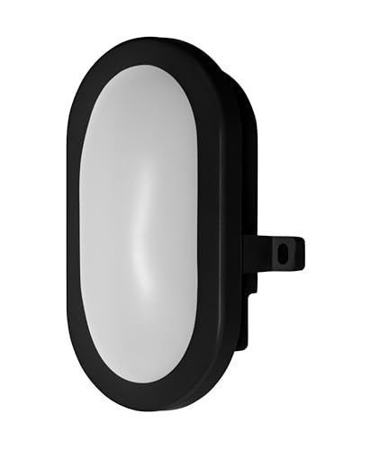 OSRAM LED wall Light 6W Bulkhead, 4000K, 420 lm, IP54, IK06, Shockproof, Black, Polycarbonate housing, Beam Angle 120°, for basements and garages