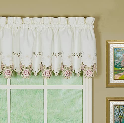 "Today's Curtain Valance, Polyester, Ecru/Rose, 60"" W x 14"" L (Pack of 1)"