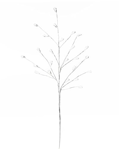 Silver Crystal Teardrop Christmas Spray – 66 cm Decorative Stem for Christmas Tree & Wreath