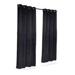 Relaxdays Blackout Eyelet Curtains, Set of 2, Solid Colour, Washable, HxWxD: 245 x 135 x 0.5 cm, Black