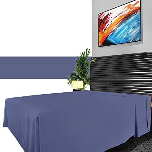 GC GAVENO CAVAILIA Non Iron Plain Dyed Percale Flat, Soft Polycotton Sheets, 180 Thread Count Easy Care Bedding, Navy, King