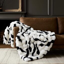 WDCOZY Zebra Animal Print Bubble Throw Blanket, Luxury Faux Rabbit Fur Mink Plush Throw for Couch, Sofa and Bed, Soft Fluffy Fuzzy Cozy Blanket for Women, Thick and Warm, 60x80 inches, 950 GSM