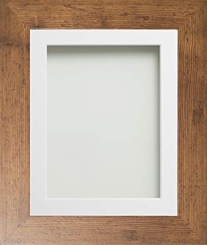 Frame Company Watson Range Rustic 7x5 inch Picture Photo Frame with White Mount for Image 5x3.5 inch *Choice of Sizes* Fitted with Real Glass